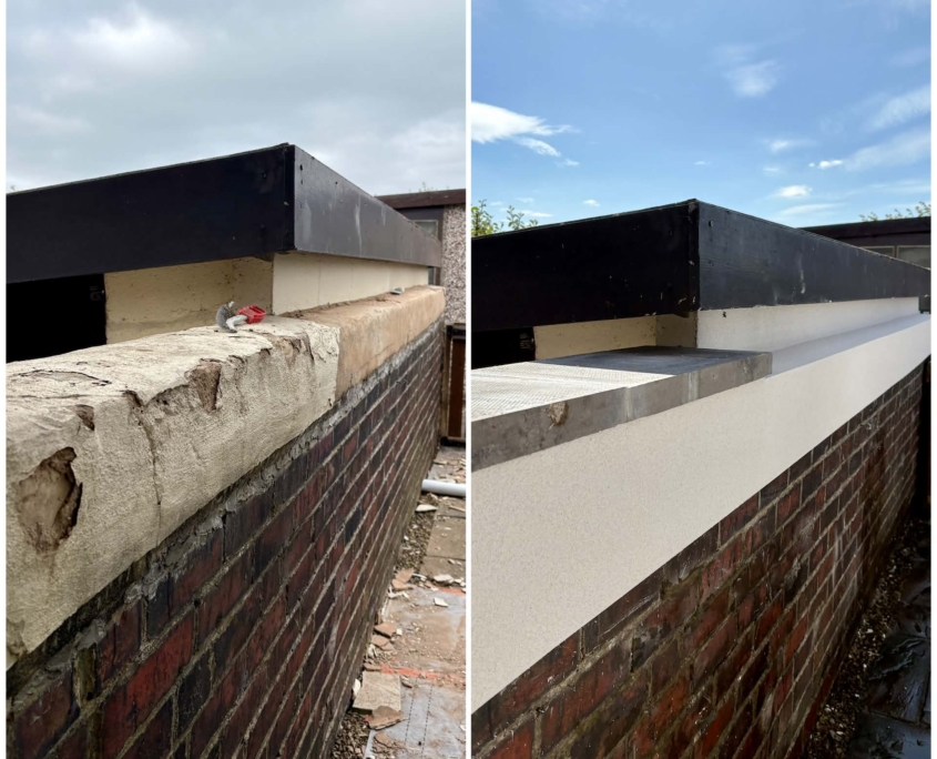 Rendering and Wall Repairs in Horsforth, Leeds (3) Garden boundary wall rendering and repairs at a residential property in Horsforth.